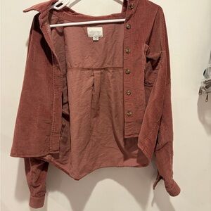 American Eagle Outfitters Corduroy Button-Up Jacket in Dusty Rose